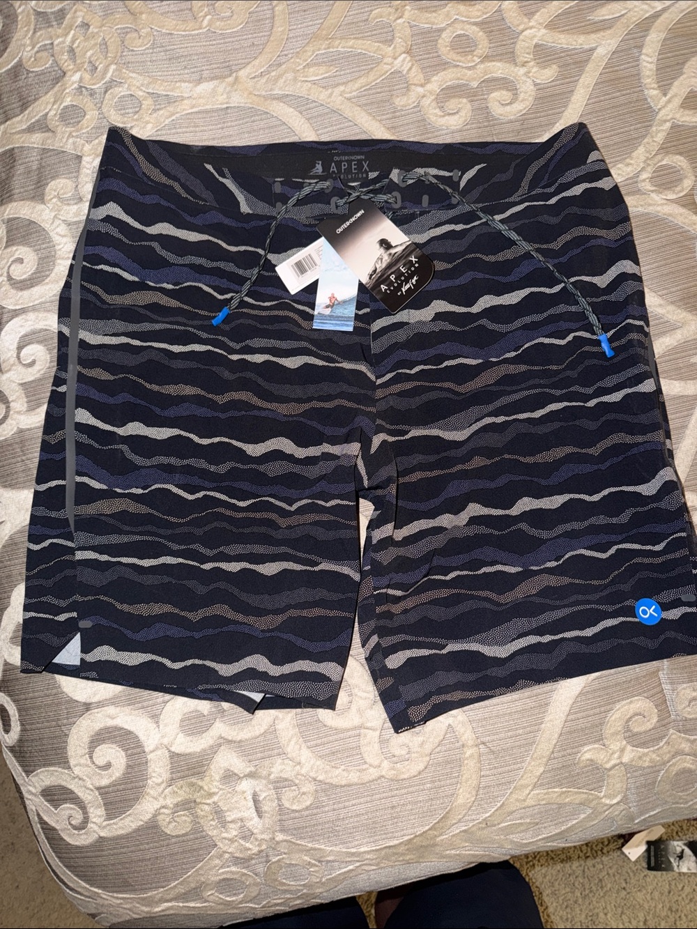 Outerknown Apex Evolution Black and Navy Pattern Board-shorts by Kelly Slater